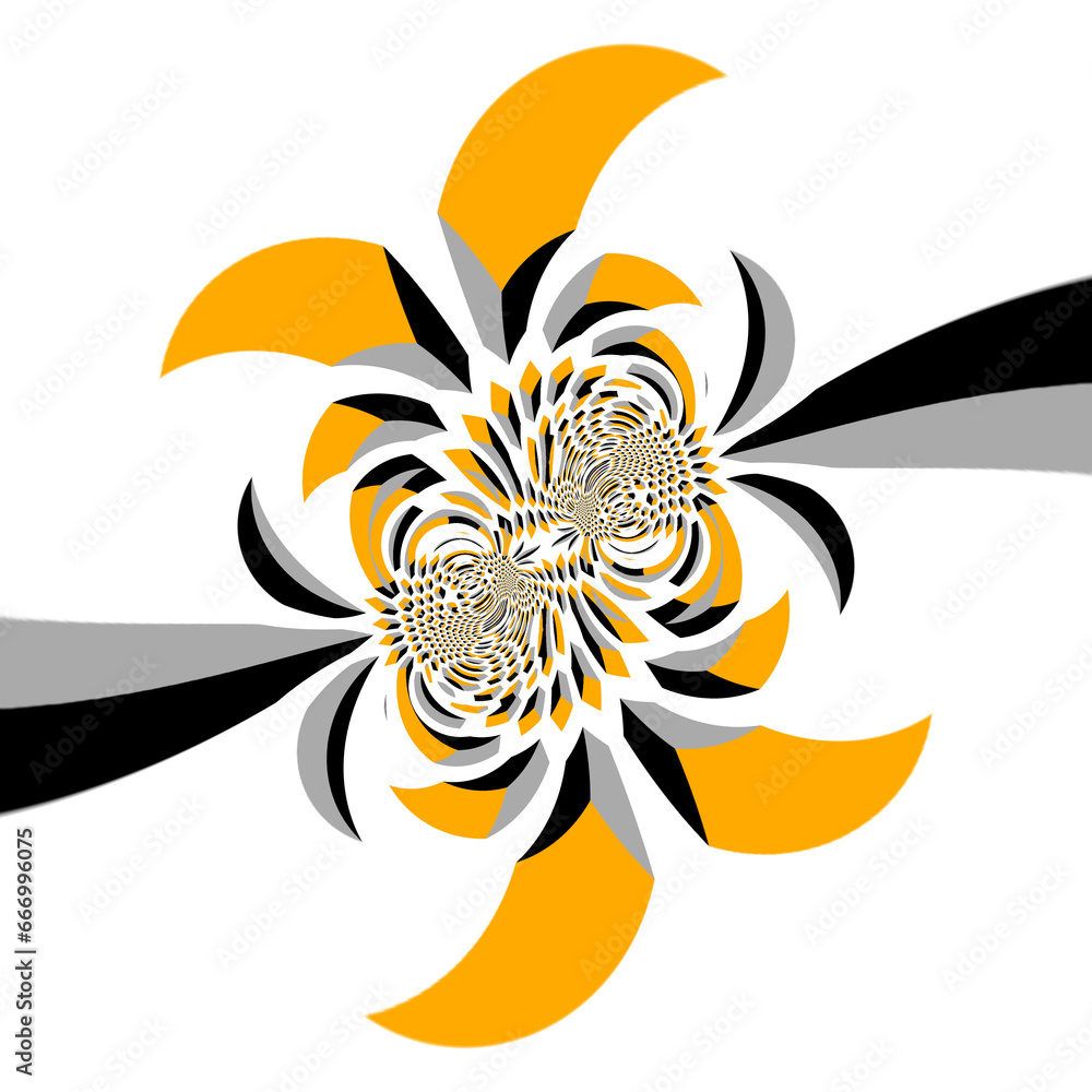 many orange grey and black Escher cubed pattern and design on a white background cyclone style design many orange grey and black Escher cubed pattern and design on a white background cyclone style design