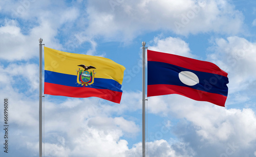 Laos and Ecuador flags  country relationship concept