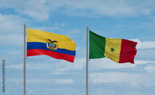 Senegal and Ecuador flags, country relationship concept
