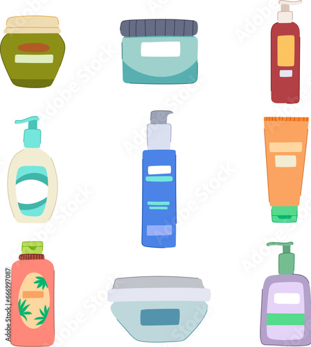 cleansing cream set cartoon. cosmetic beauty, skin skincare, lotion hand cleansing cream sign. isolated symbol vector illustration