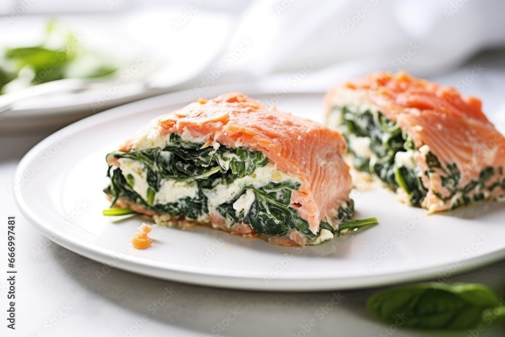 salmon fillet stuffed with spinach and ricotta cheese salmon fillet stuffed with spinach and ricotta cheese