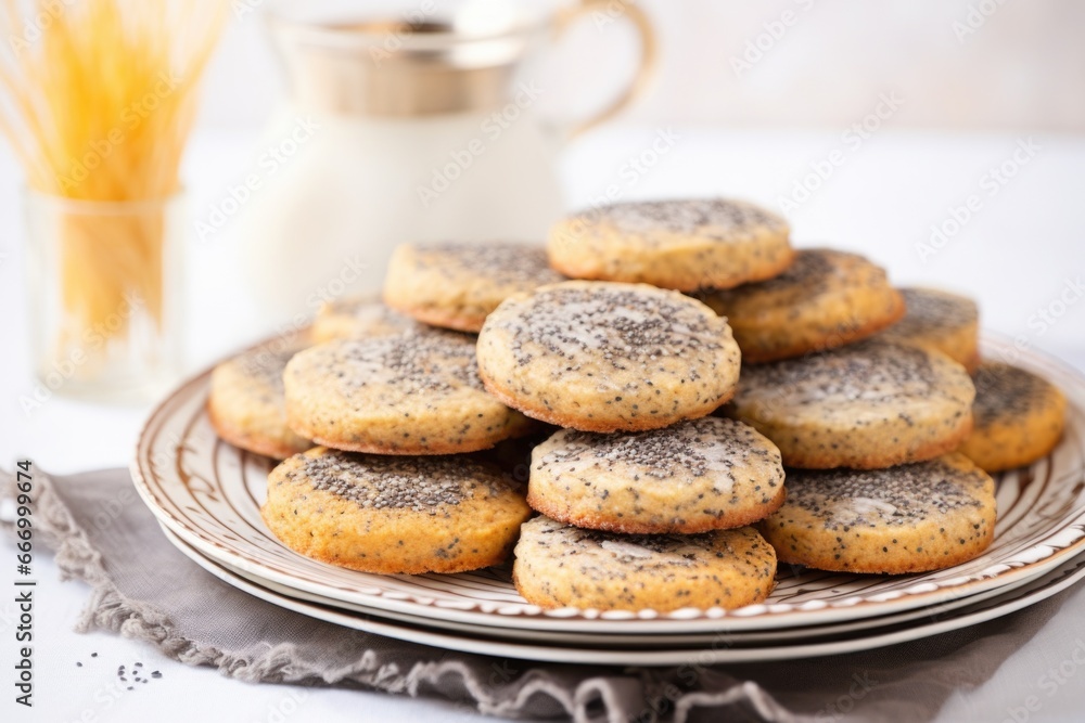 gluten-free poppy seed muffins on a circular glass plate