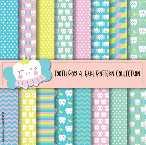 tooth boy and girl pattern collection