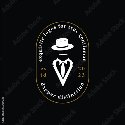 emblem of gentleman logo vintage design, vector of businessman icon, illustration of billionaire modern style