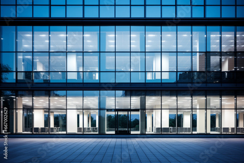 Corporate building facade in windows of glass and steel  aesthetic look
