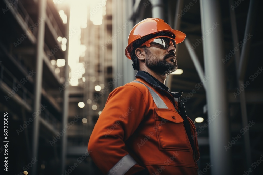 Cinematic shot of Engineer, Industrial Plant Cinematic shot of Engineer, Industrial Plant