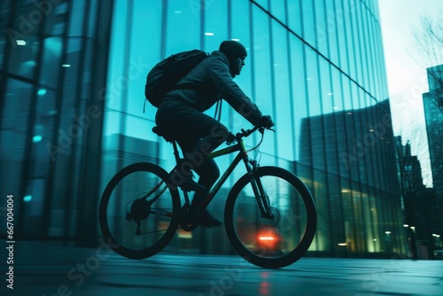 Cinematic shot of Cyclist, City Street © MoriMori