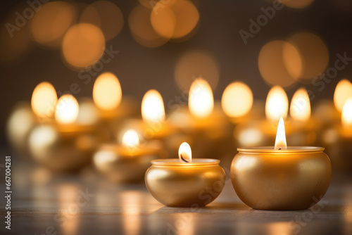 Illuminating ambiance  Radiant glow of burning candles