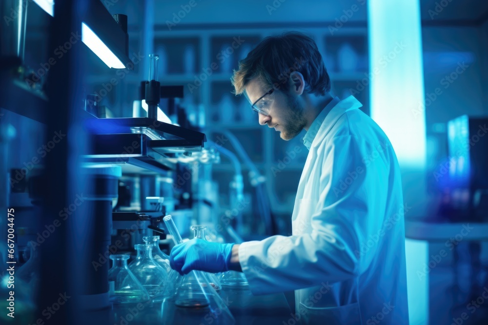 Cinematic shot of Scientist, Laboratory Cinematic shot of Scientist, Laboratory