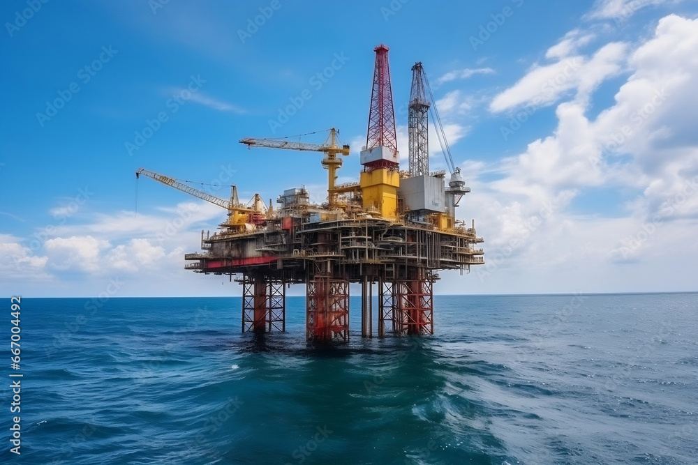 Drilling rig platform at sea as a part of petroleum industry generative ai