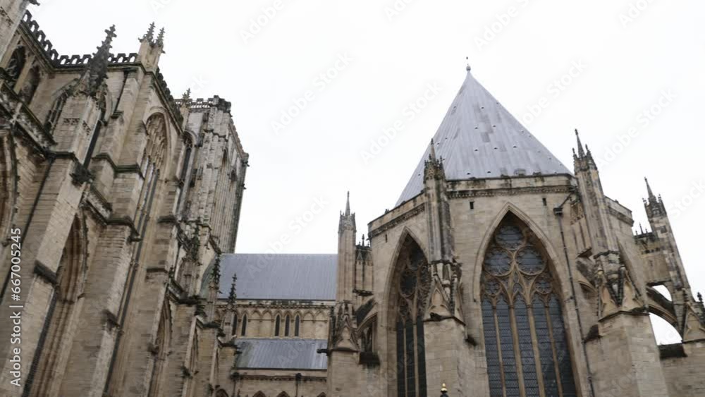 Slow panning shot of the beautiful historic York Minster Cathedral Slow panning shot of the beautiful historic York Minster Cathedral