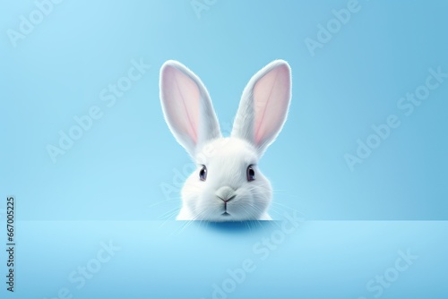 3D cute bunny with bow tie on blue background, easter bunny, cartoon bunny, bunny wallpaper © shuping zhao