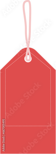 Digital png illustration of red tag with copy space on transparent background