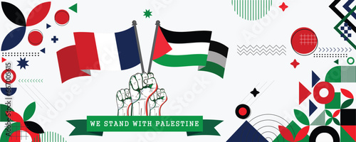 We Stand With Palestine, banner Abstract celebration geometric decoration design vector illustration photo