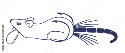 Rodent fishing lure with hooks.
