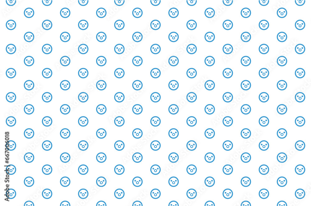 Digital png illustration of rows of blue surprised emojis on transparent background
