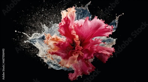 Splash resembling a flower petal. AI generated