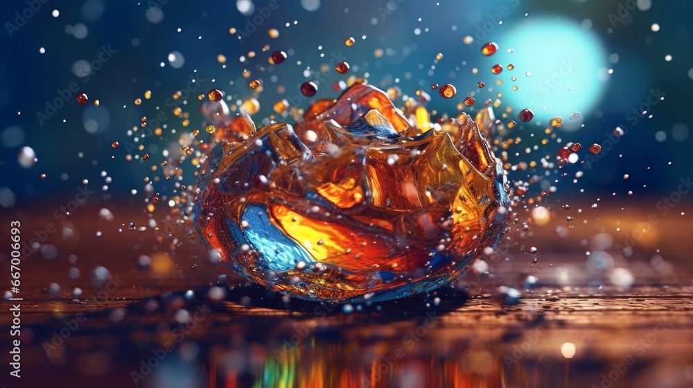 Splash with a bokeh background. AI generated