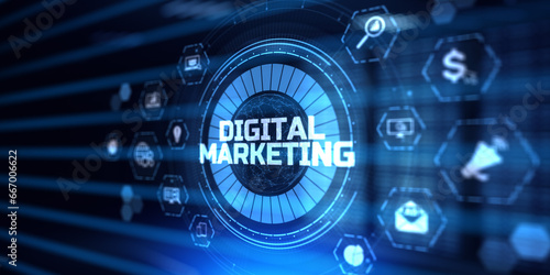 Digital marketing strategy online advertising internet technology concept.