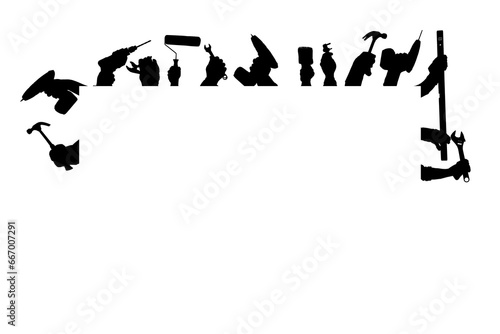 Digital png illustration of hands with tools on transparent background