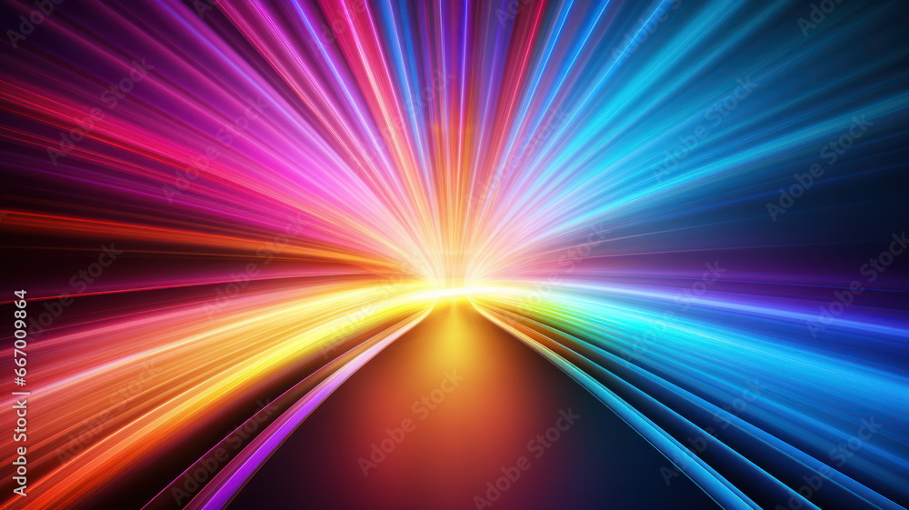 Obraz premium Abstract Infinity Tunnel with Neon Rainbow