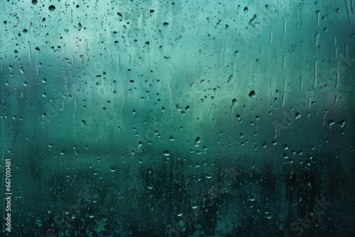 Teal and Black Rain on Glass Background