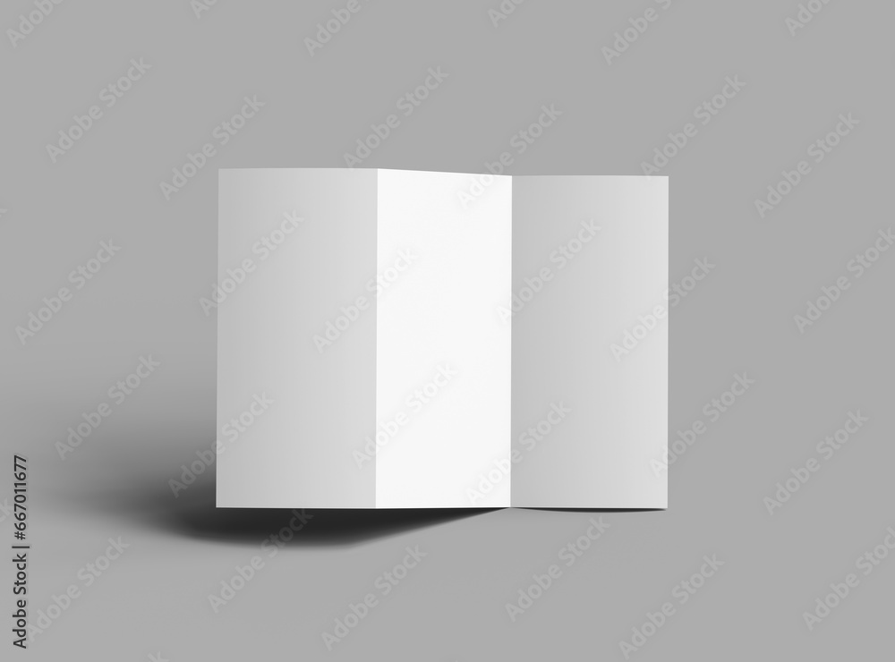 Blank A4 Trifold booklet template for presenting your design. 3d render