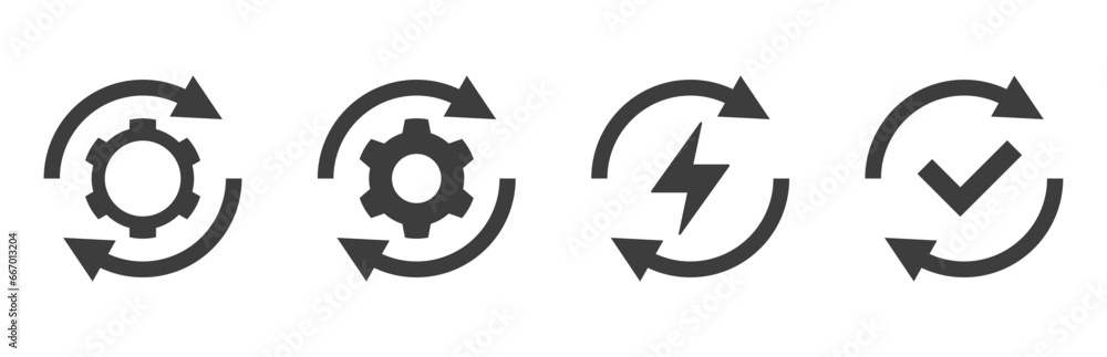Obraz premium sync process, recycling recurrence, renewal, flat icon reload set