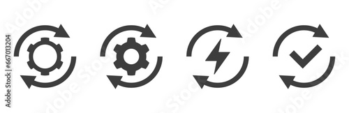 sync process, recycling recurrence, renewal, flat icon  reload set