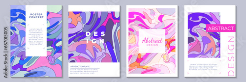 Abstract creative universal artistic templates. Fluid pattern  flow shapes  in blue  violet  pink colors. Good for poster  card  invitation  flyer  cover  banner  placard  brochure 