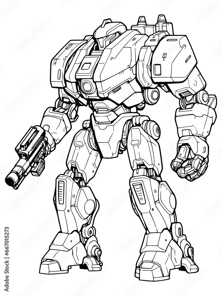 Robo-Warrior - An Enormous Robot Wielding a Mega Laser Blaster - A Coloring Book Robo-Warrior - An Enormous Robot Wielding a Mega Laser Blaster - A Coloring Book