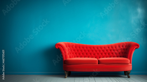 Red couch with pillows