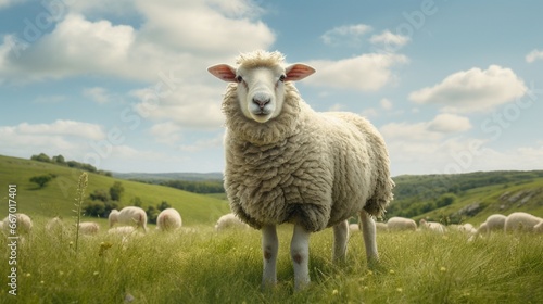 In a pasture replete with lush, verdant grass, a single sheep stands out from its woolly kin by audaciously sticking out its tongue, imbuing the frame with whimsicality.