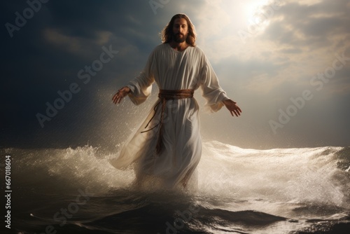 Jesus walking on water. photo