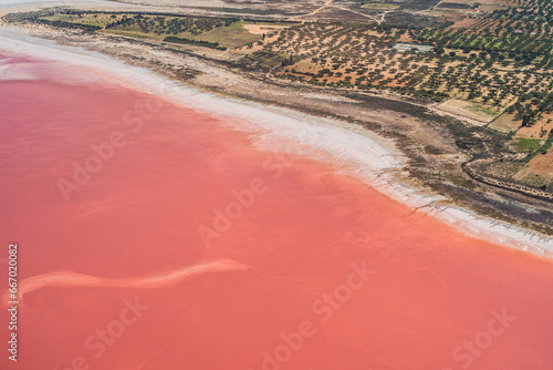 Aerial view of the Moknine sebkha - saline expanse - Monastir governorate - Tunisia photo