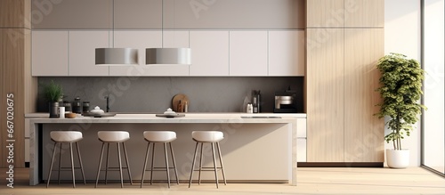 design illustration of contemporary kitchen with island