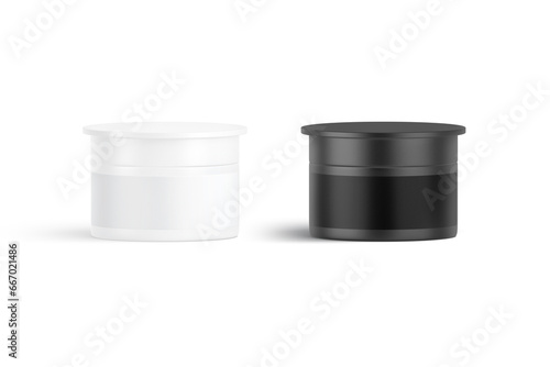 Blank black and white small sport nutrition can mockup, isolated