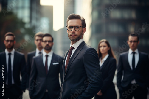 Shot of a group of lawyers standing in the city