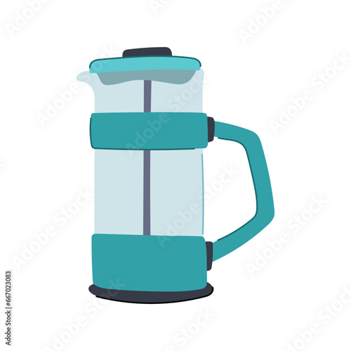 morning french press coffee cartoon. fresh glass, caffeine kitchen, table black morning french press coffee sign. isolated symbol vector illustration