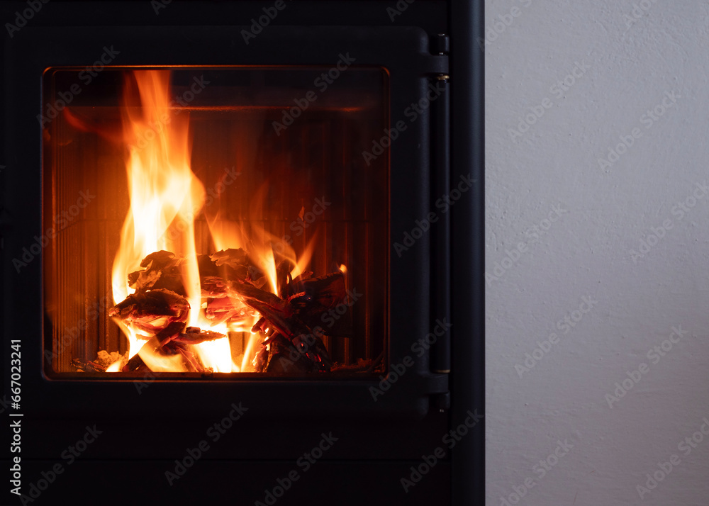 modern wood stove home heating with fire modern wood stove home heating with fire