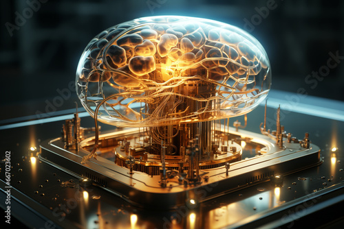 Futuristic spaceship.shape of human brain