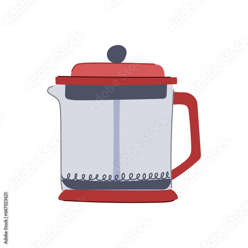 kitchen french press coffee cartoon. table black, breakfast eso, aroma home kitchen french press coffee sign. isolated symbol vector illustration