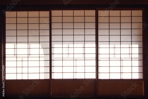 Windows of a traditional Japanese house  Abstract and pettern background