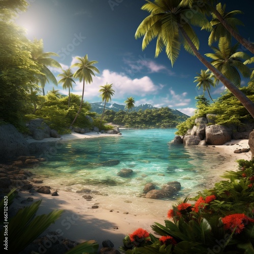 Tropical Paradise. Generative AI illustration