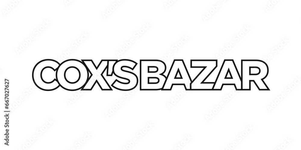 Coxs Bazar in the Bangladesh emblem. The design features a geometric style, vector illustration with bold typography in a modern font. The graphic slogan lettering. Coxs Bazar in the Bangladesh emblem. The design features a geometric style, vector illustration with bold typography in a modern font. The graphic slogan lettering.