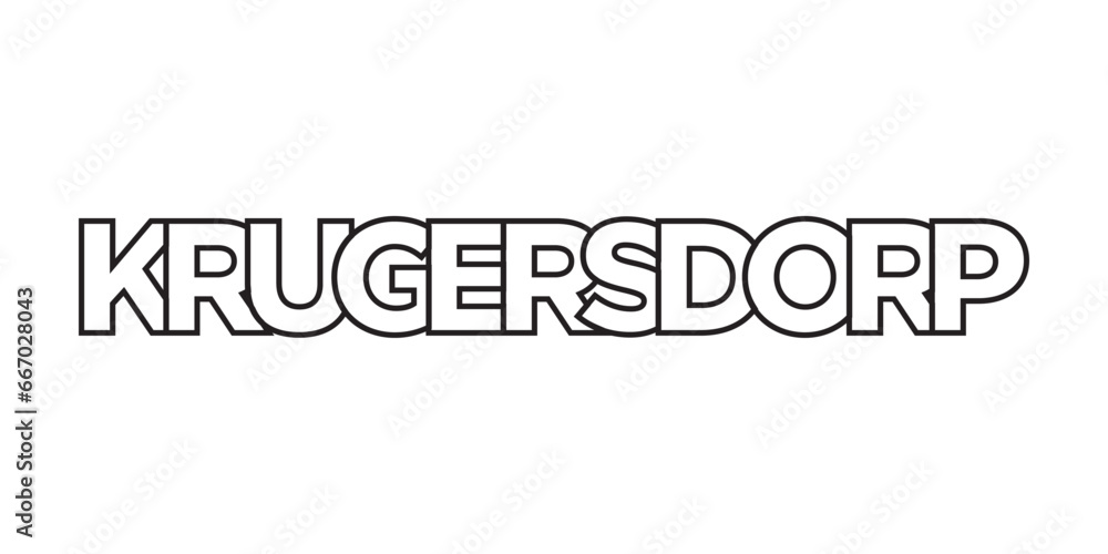 Krugersdorp in the South Africa emblem. The design features a geometric style, vector illustration with bold typography in a modern font. The graphic slogan lettering.
