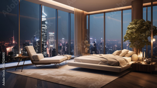 A sumptuous penthouse bedroom photo
