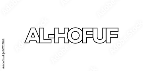 Al-Hofuf in the Saudi Arabia emblem. The design features a geometric style, vector illustration with bold typography in a modern font. The graphic slogan lettering. Free Download Al-Hofuf in the Saudi Arabia emblem. The design features a geometric style, vector illustration with bold typography in a modern font. The graphic slogan lettering. - GFXLoad