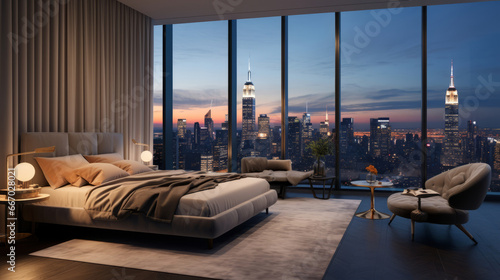 A sumptuous penthouse bedroom