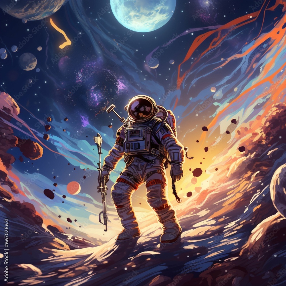 Space Adventures. Generative AI illustration Space Adventures. Generative AI illustration